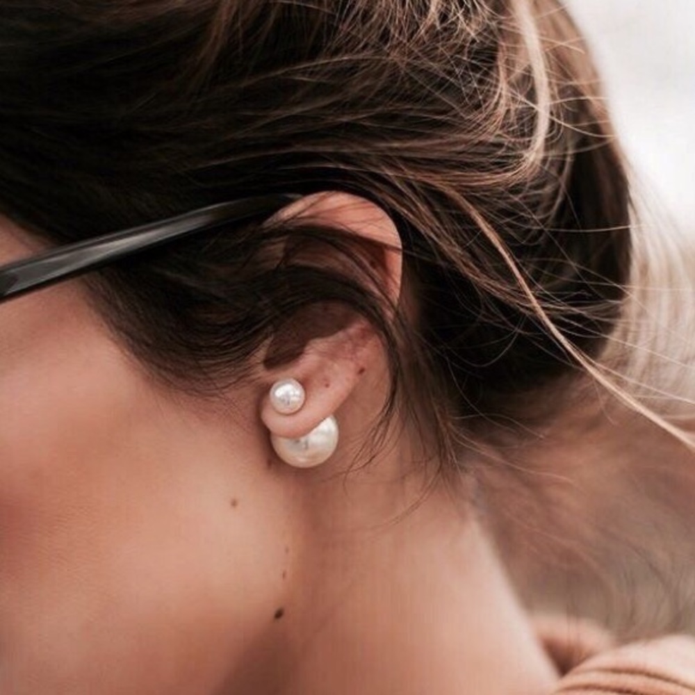 Double Sided Big Pearl Ball Earrings (Faux)